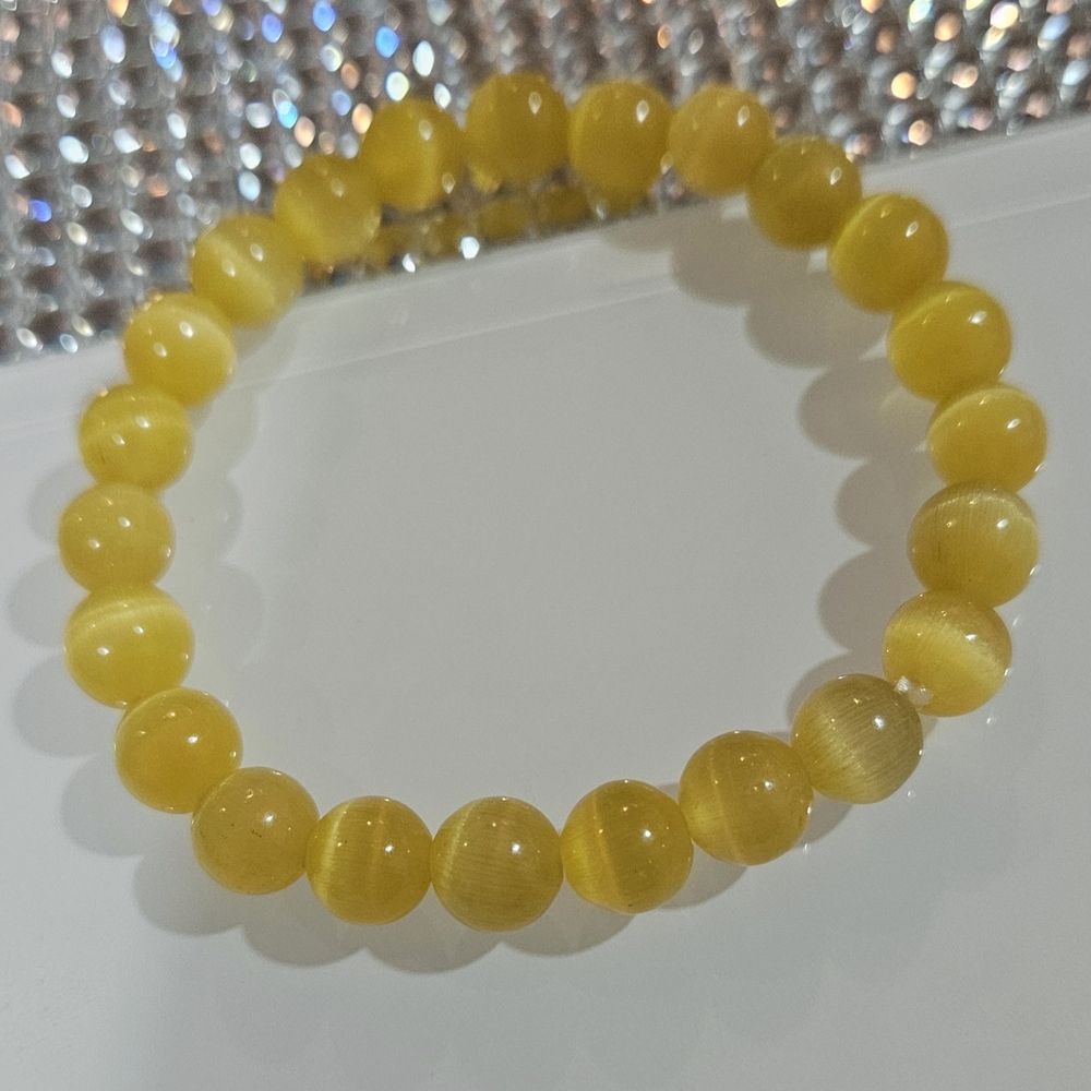Nordstrom Yellow Cat’s Eye Beaded‎ Stretch Bracelet Jewelry NWOT